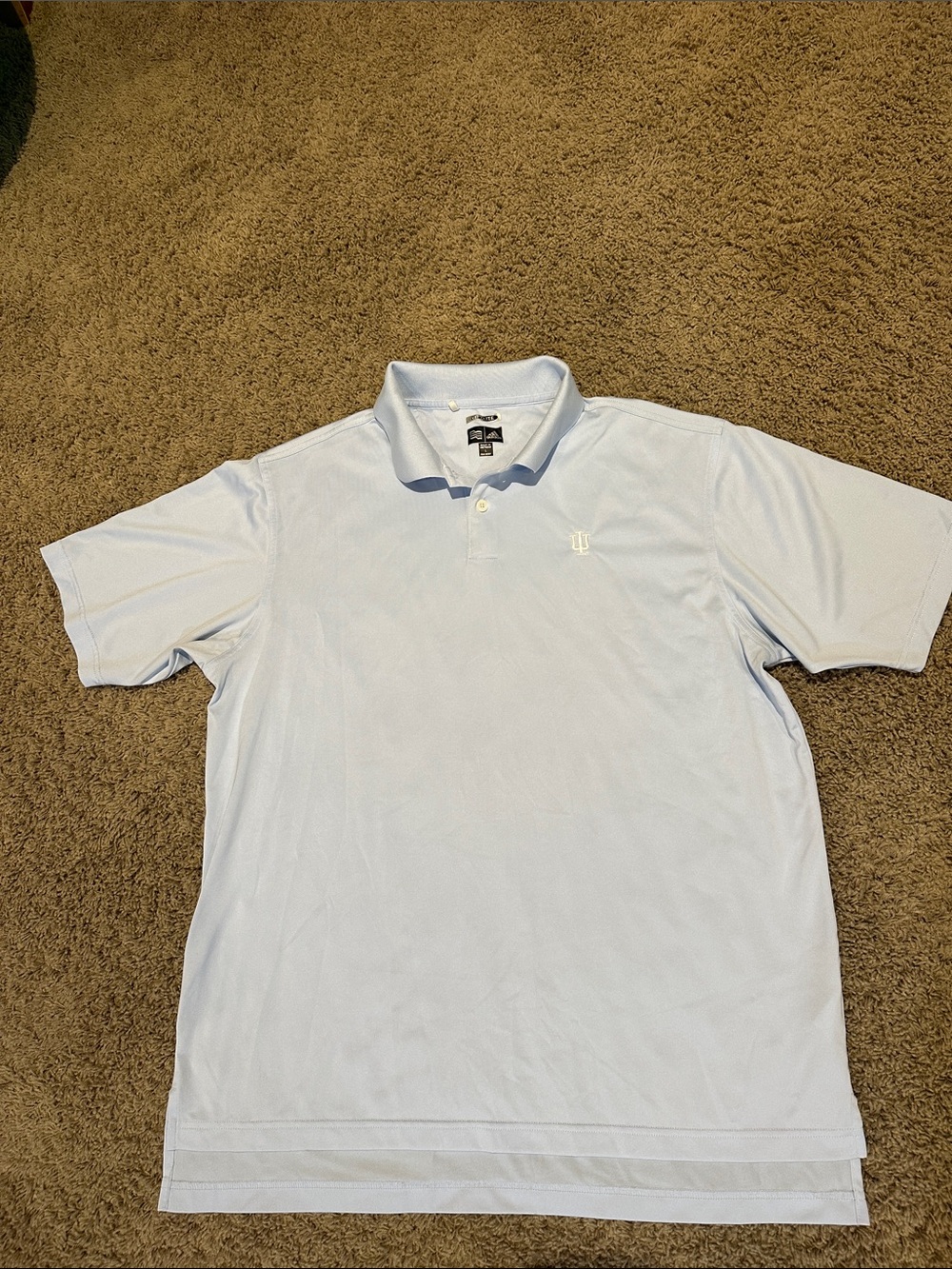Light Blue Adidas Men's Polo Shirt with Indiana University logo sz L